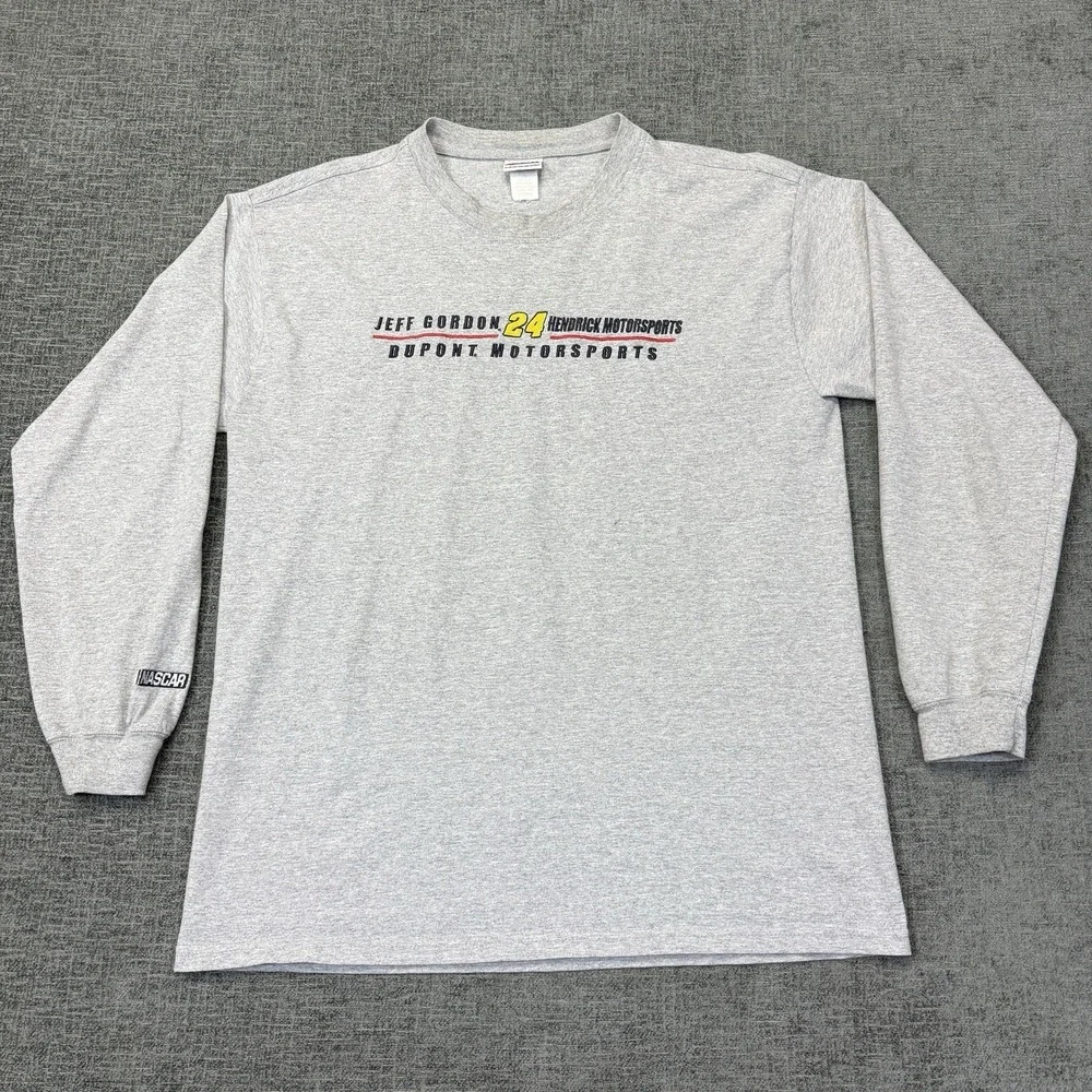 Chase Authentics Shirt Mens Large Gray Jeff Gordon 24 NASCAR Racing Y2K